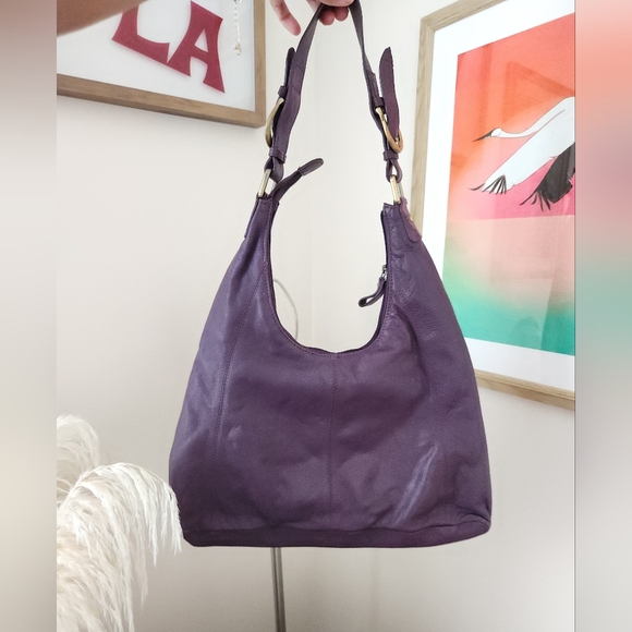 Michael Rome Purple Leather Hand Bag Purse Y2K - Picture 6 of 10